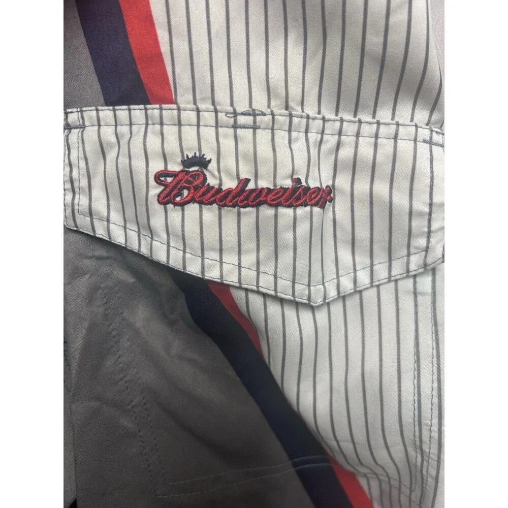 Budweiser Mens Board Shorts Swim Trunks Stripes Logo Size 32